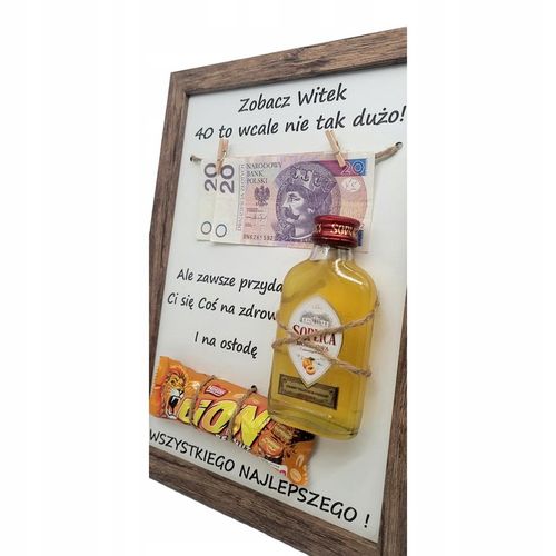 PREZENT NA 30 40 50 60 70 URODZINY RAMKA tabliczka grawer Duża ciemny na Arena.pl