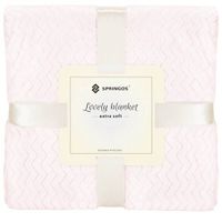 Narzuta na łóżko, pled 160x200 cm tłoczony zygzak, dwustronny koc na kanapę pudrowy róż