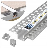 Profil LED Aluminiowy Do Płyt GK Gipsowych 10mm Wpuszczany Regips 2m