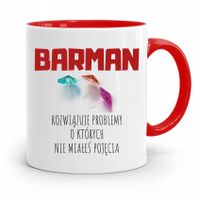 Kubek Czerwony Dla Barmana Rozwiązuje Problemy Z Nadrukiem Ze Zdjęciem