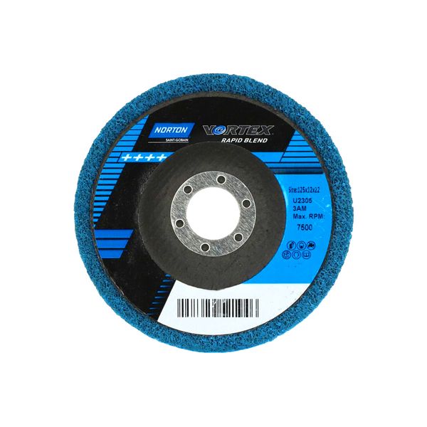 Disque à Poncer Norton Vortex Unitized - 125x22 Mm, Grain 320, Nylon Non-tissé - Pour Meuleuse D'angle, Finition Lisse