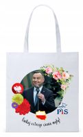 Prezydent Andrzej Duda Torba Eco Biała Shopper Z Nadrukiem Ze Zdjęciem