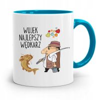 Kubek Błękitny Wędkarza Rybak Wujek Najlepszy Z Nadrukiem Ze Zdjęciem