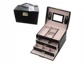 KUFEREK NA BIŻUTERIĘ EKO SKÓRA CZARNY 14x19x14,5cm