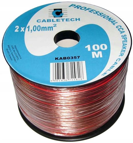 Kabel głośnikowy CCA Cabletech 2 x 1 mm² 100 m przezroczysty na Arena.pl