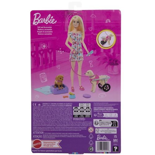 Barbie Lalka i piesek na wózku Zestaw HTK37 na Arena.pl