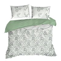 Pościel bawełniana CLARISSA 160x200 Design91 biała zielona gałązki