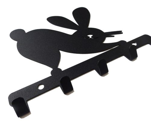 Metalowy wieszak ścienny na ręczniki ubrania klucze loft KRÓLIK czarny na Arena.pl