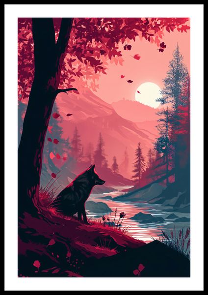 Plakat 40x60cm Wilk Przy Brzegu Lasu zdjęcie 3