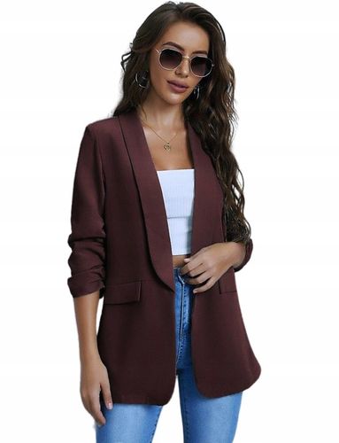 Marynarka damska Żakiet Elegancki Narzutka Czekoladowy Brąz Smokingowa na Arena.pl