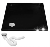 BRODZIK 90x90 cm CZARNY KWADRATOWY AKRYLOWY REA SAVOY BLACK NISKI 6 cm