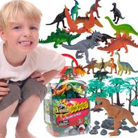 DINOZAURY DUŻY ZESTAW FIGUREK 55 ELEMENTÓW W PUDEŁKU KOLEKCJA DLA DZIECI