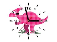 30X30CM ZEGAR RÓŻOWY DINO OBRAZ DREWNO