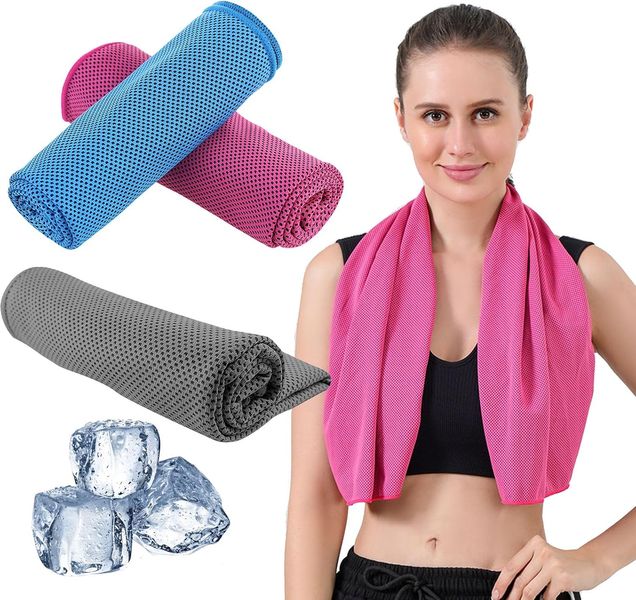 Zestaw 3 Ręczników Chłodzących Mikrofibra 30x90 cm Sportowe na Lato Yoga zdjęcie 1