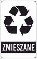 NAKLEJKA MIESZANE SEGREGACJA ŚMIECI NA ŚMIETNIK KOSZ WODOODPORNA 30x19 cm