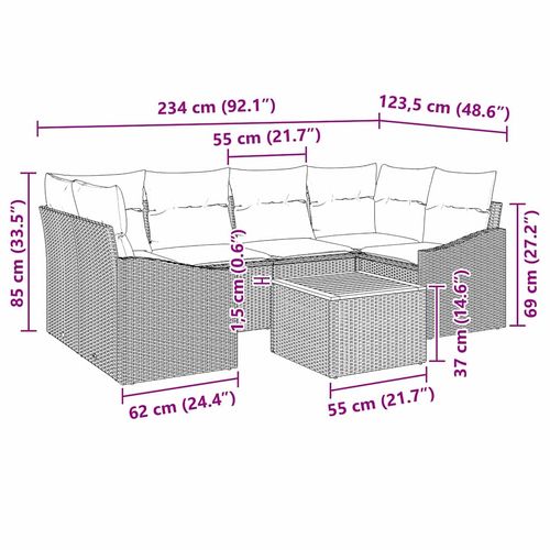 Zestaw Sof na Ogród 7 pcs Czarny i biały na Arena.pl