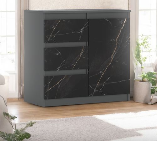 Komoda Z 3 Szufladami Mała Szafka Pojemna 80cm Szary Mat San Sebastian na Arena.pl