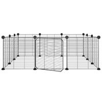 Klatka dla zwierząt z bramką, 12 paneli, czarna, 35x35 cm, stal