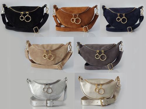 Włoska skórzana listonoszka Vera Pelle zamsz A5 Camel na Arena.pl