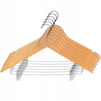 WIESZAKI NA UBRANIA DREWNIANE Z KLIPSAMI 6X ZESTAW