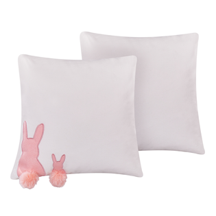 Zestaw 2 poduszek dekoracyjnych z motywem królika 45 x 45 cm biały PHLOX