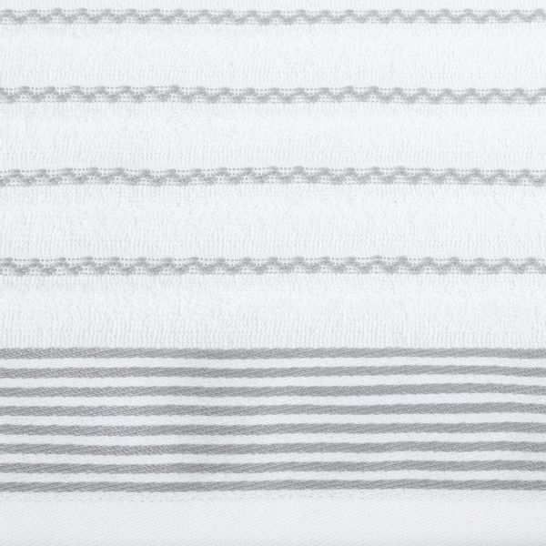 Ręcznik z ozdobną bordiurą w pasy 70X140 CM BIAŁY zdjęcie 3