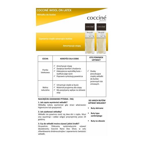 r.42 - wkładki wełna na lateksie coccine wool on latex na Arena.pl