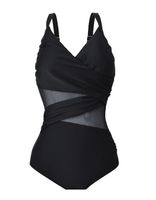 Wyszczuplający czarny strój kąpielowy 2XL (S037)