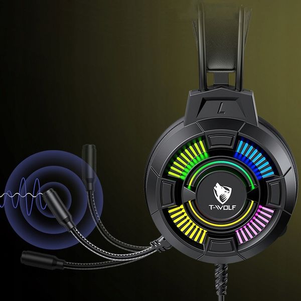 SŁUCHAWKI Z MIKROFONEM GAMINGOWE DO GRANIA DLA GRACZY NAUSZNE RGB USB 7.1 zdjęcie 5