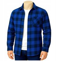 KOSZULA FLANELOWA BAWEŁNIANA ROBOCZA DŁUGI RĘKAW NIEBIESKA POLSKA