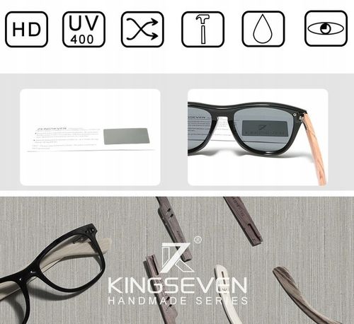 Okulary Przeciwsłoneczne Polaryzacyjne KINGSEVEN Filtr UV400 DREWNIANE 2024 na Arena.pl