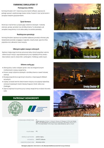 FARMING SIMULATOR SYMULATOR FARMY 17 PLATYNOWA PL na Arena.pl