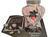 MAMA MAMIE SOLAR SOLARNY ZNICZ LAMPION NA GRÓB KWIAT CZA SREBRNY SKOS SENTE