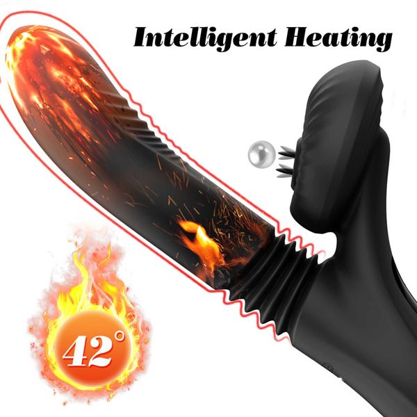 Silicone Vibrator 7 Powerful Modes - Licking,Thrusting And Heating, Black zdjęcie 8