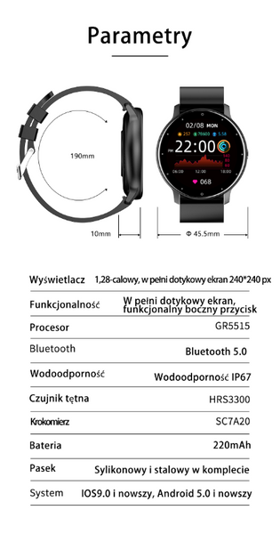 SMARTWATCH UNISEX GRAVITY GT1-8 - PULSOMETR, WŁASNE TARCZE (sg015h) zdjęcie 7