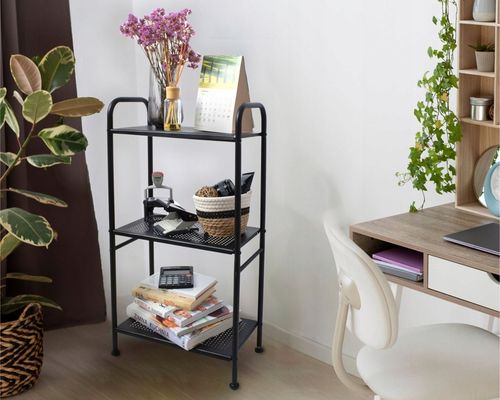 Regał łazienkowy metalowy czarny słupek szafka 3 półki do łazienki na Arena.pl