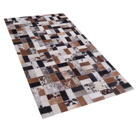Dywan patchwork skórzany 80 x 150 cm brązowo-beżowy CESME
