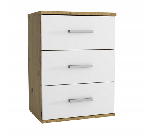 SZAFKA NOCNA Z SZUFLADAMI ARTISAN/BIAŁY 48x65 nowoczesna szafka do sypialni na Arena.pl