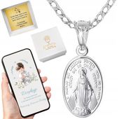 Cudowny medalik Matka Boska i łańcuszek pancerka 45cm dla chłopca