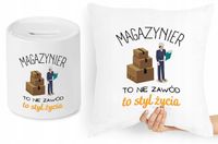 Dla Magazyniera Zestaw Poduszka + Skarbonka Z Nadrukiem Ze Zdjęciem
