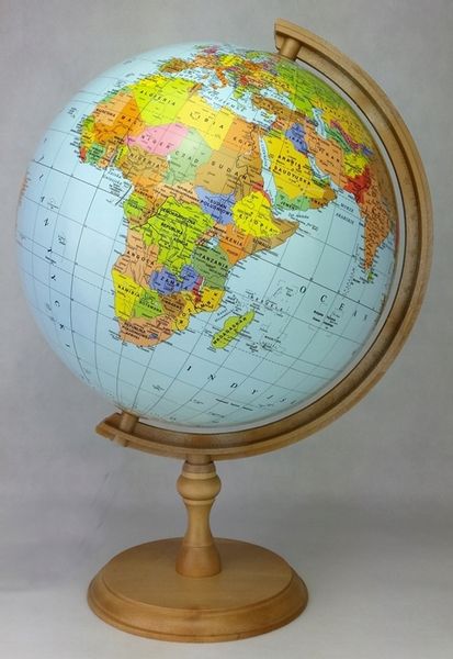 Globus 320mm POLITYCZNY + strefy czasowe + stopka DREWNO Zachem-Głowala zdjęcie 2