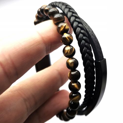 Bransoletka męska REGULOWANA 20-23CM TYGRYSIE OKO SKÓRA JAKOŚĆ VERSATILE na Arena.pl