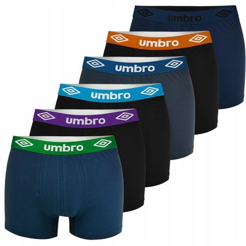 UMBRO Bokserki Męskie Zestaw 6 Sztuk MIX Kolorów Bawełna Rozmiar L na Arena.pl