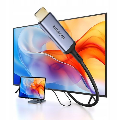 BASEUS KABEL USB C/HDMI 8K 60Hz UHD THUNDERBOLT ADAPTER MOCNY PRZEWÓD 1,5m na Arena.pl
