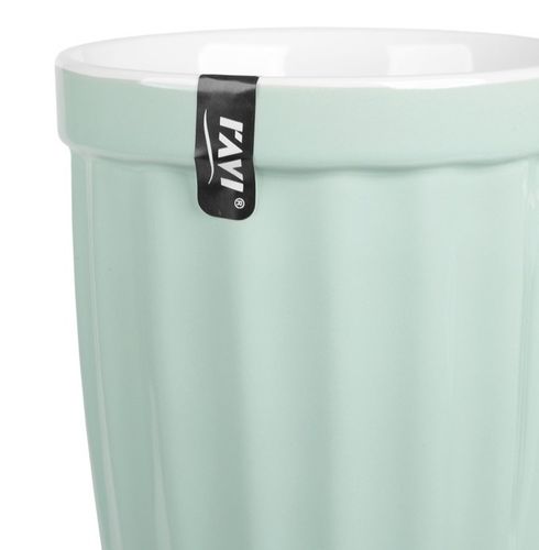 Kubek kamionkowy ryflowany filiżanka BISTRO KOLOR 330 ml ciężki miętowy na Arena.pl