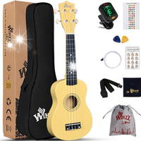 Ukulele sopranowe Winzz żółte, pokrowiec, dla dzieci i początkujących