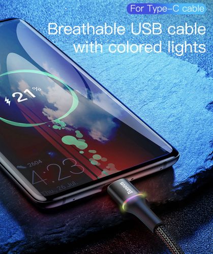 BASEUS PANCERNY KABEL LED USB-C 3A 100CM na Arena.pl