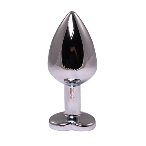 silver medium heart-shaped butt plug with pink crystal na Arena.pl