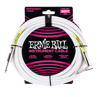 Kabel instrumentalny gitarowy mono JACK 6m Ernie Ball P06047 biały