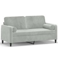 2-osobowa sofa z poduszkami, jasnoszara, 140 cm, aksamit